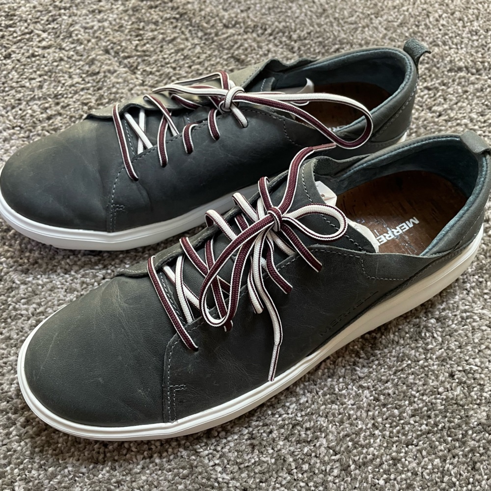 Merrell Shoes Sneakers Around Town Antara Leather Lace Up Lightweight Grey